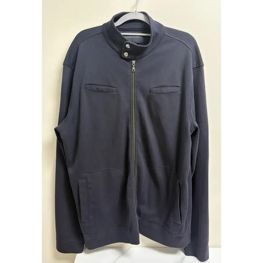 Banana Republic Men’s Navy Full Zip Jacket Size XL 100% Cotton Mock Neck Fall